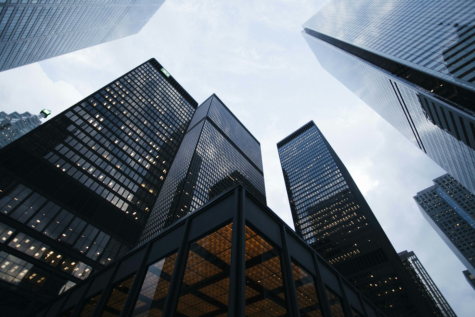 Corporate office towers representing commercial insurance clients